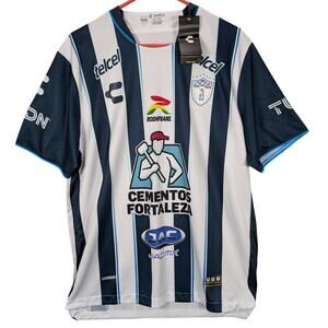 C.F. Pachuca Jersey Mens XL White Blue Liga MX Soccer Dry Factor Sponsor Futball